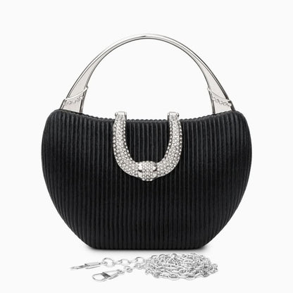 Fancy Metallic Evening Handbag Black - ShopLorca