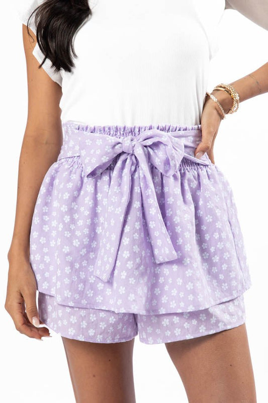 Garden Gathering Purple Belted Floral Skort SALE - ShopLorca