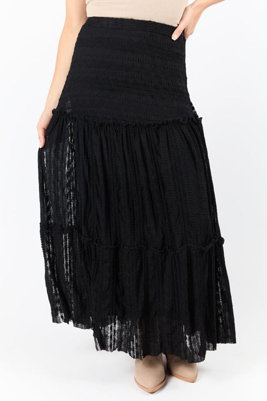 Just Wondering Black Lace Maxi Skirt SALE - ShopLorca
