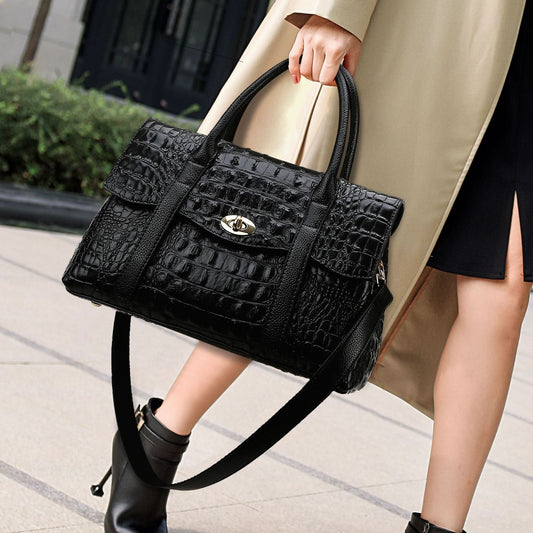 Leocadia Crocodile Pattern Medium Tote Bag - ShopLorca