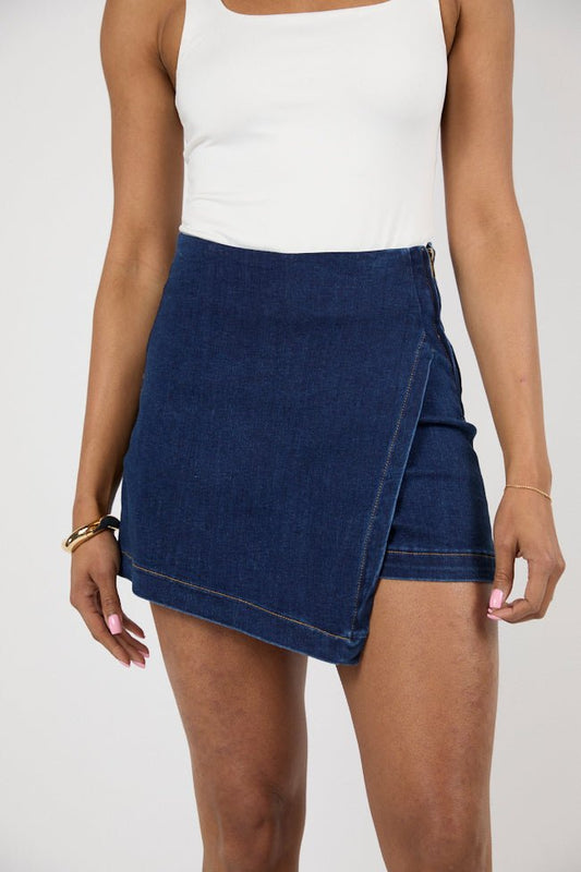 My Favorite Dark Wash Denim Skort - ShopLorca